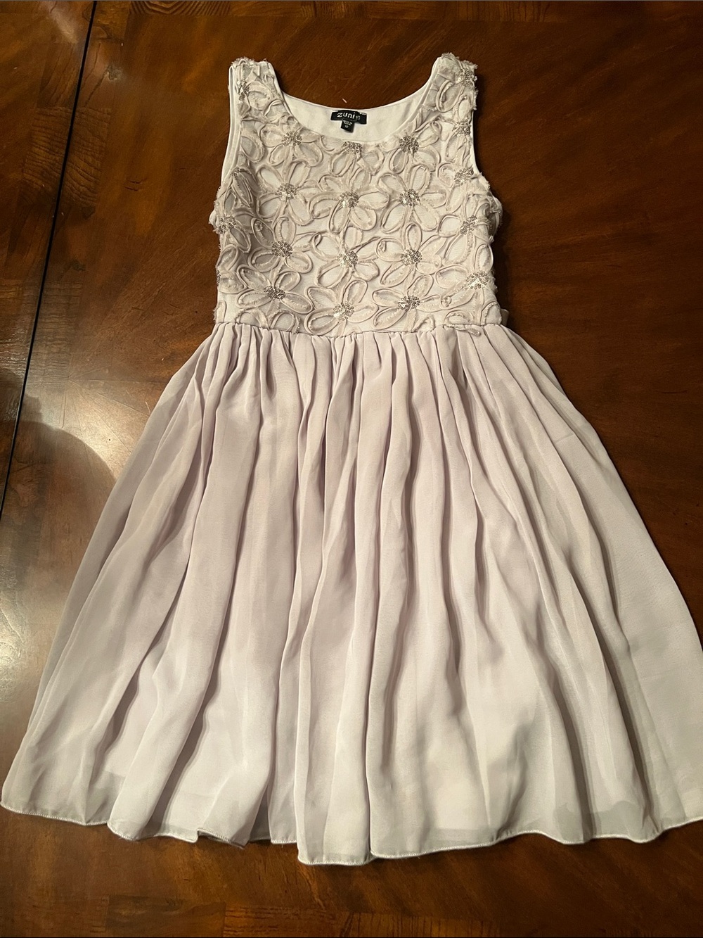 Zunie Girls Light Lavender Floral Lace Chiffon Dress